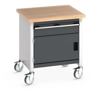 Bott Cubio Mobile Storage Workbench 750mm wide x 750mm Deep x 840mm high supplied with a Multiplex (layered beech ply) worktop, 1 x integral storage cupboard (650mm wide x 650mm deep x 350mm high) and 1 x 150mm high drawer.... 750mm Wide Moveable Engineers Storage Bench with drawers and Cabinets